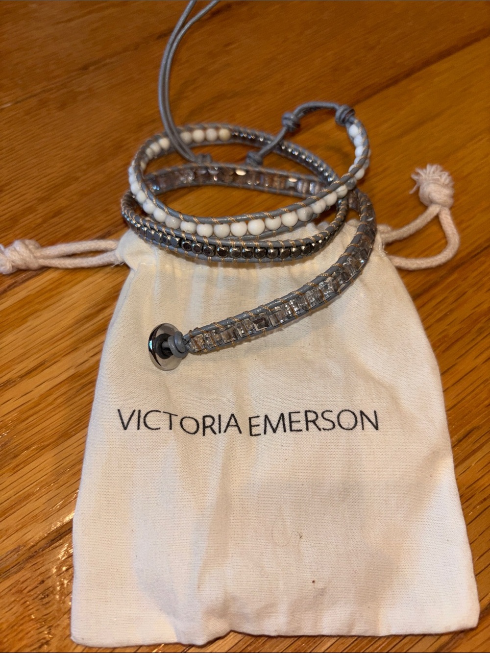 Victoria Emerson Silver and White Layered Wrap Bracelet